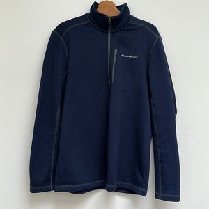 Eddie Bauer Men’s M Fleece 1/4 Zip sweater 100% polyester Navy